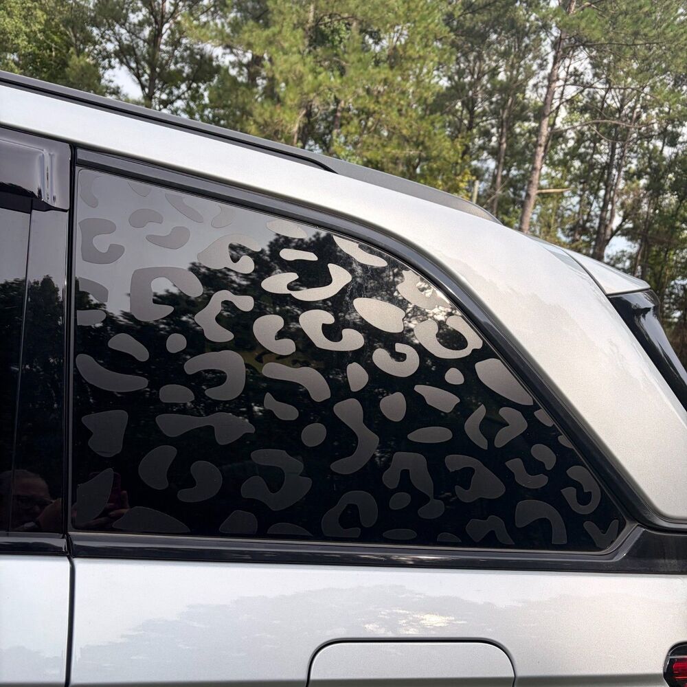 Leopard Cheetah Print Decal Matte Black for Rear Quarter Window fits SUVs Jeep